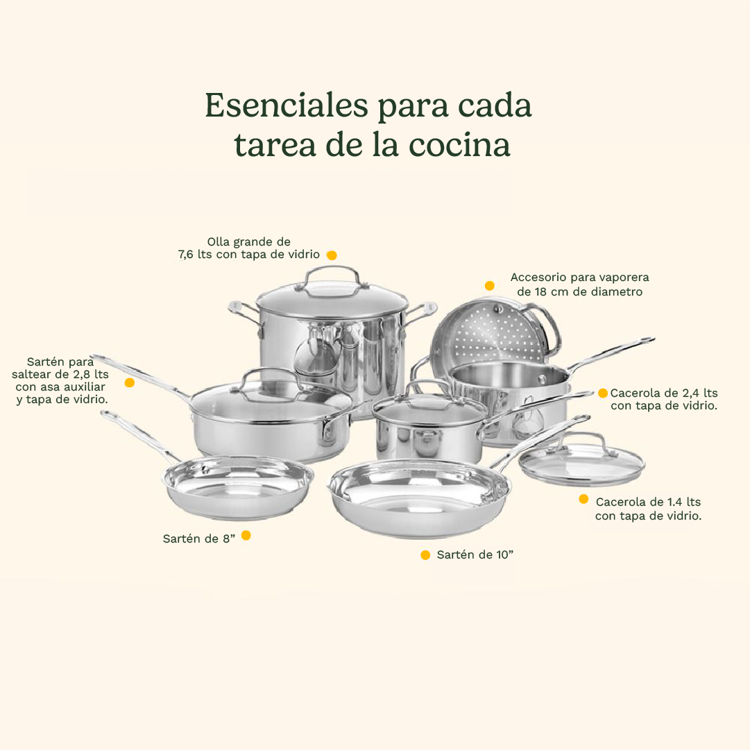 Set de Ollas de Acero Inoxidable de 11 piezas Chef ́s Classic