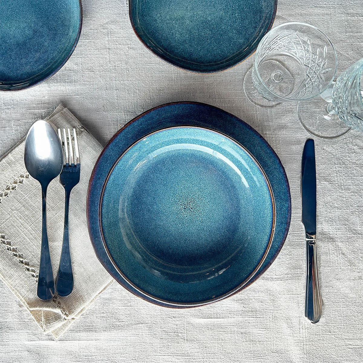 Set Vajilla 18 Piezas Cerámica Azul