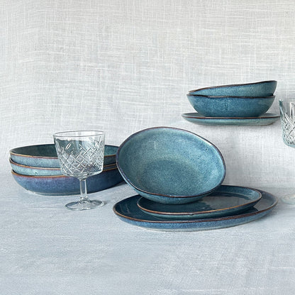 Set Vajilla 24 Piezas Cerámica Azul Línea Efes